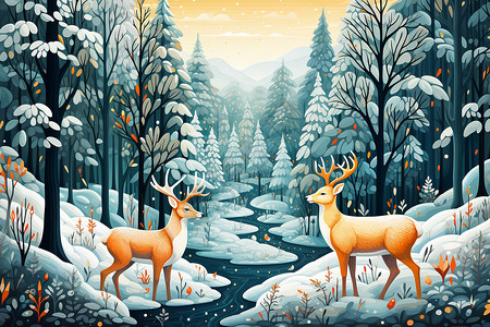 林中小鹿的故事书插图图片