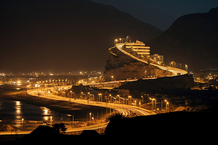 阿拉伯船夜幕下的阿拉伯之夜背景