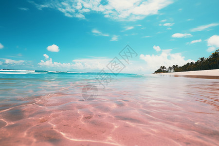 粉色白云夏季海面上的波纹背景