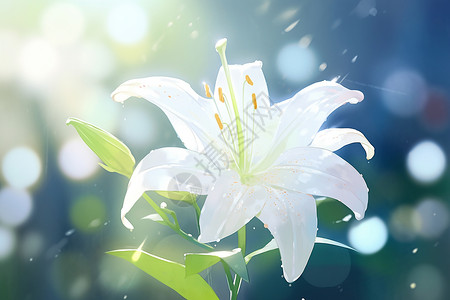 淡雅的白色百合花柔和的白色百合花插图插画