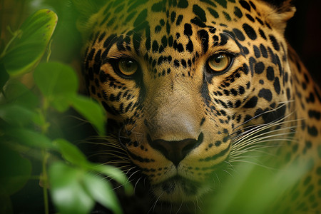 美洲豹端坐丛林中高清图片