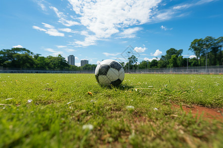 绿野草坪上的足球图片