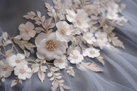婚纱装饰素材绽放繁花的新娘婚纱背景