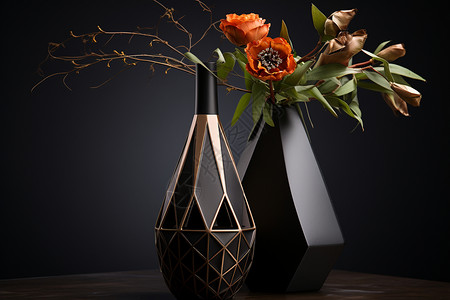 黑色简约的花瓶装饰背景图片
