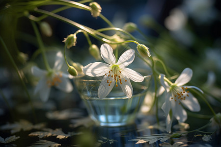 百合种植杯中绽放的水生百合背景