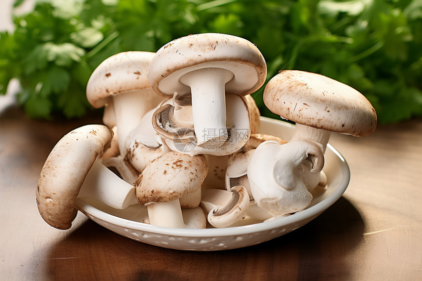 准备烹饪的新鲜蘑菇食材图片