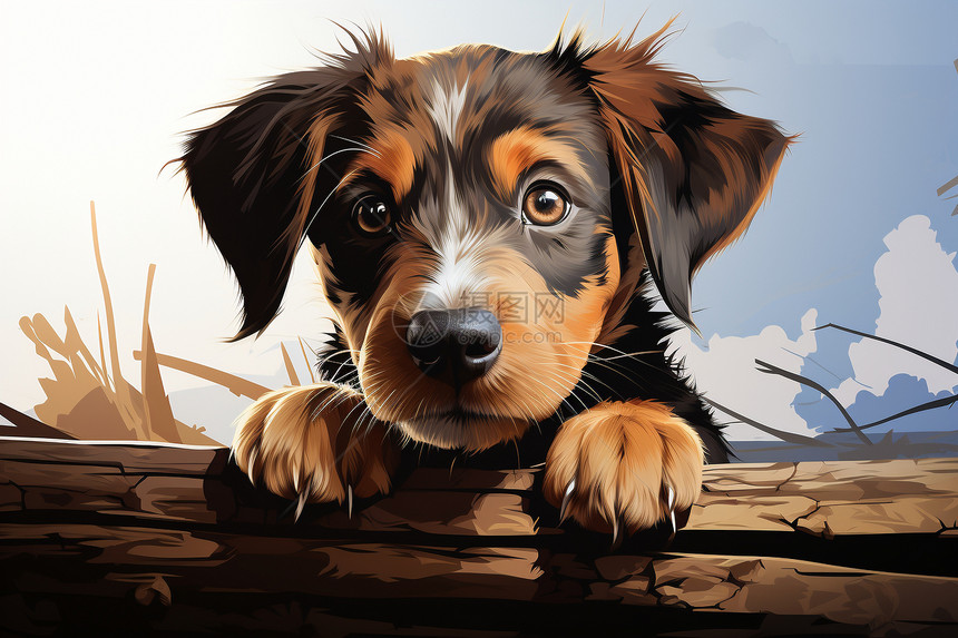 手绘艺术的宠物小狗图片
