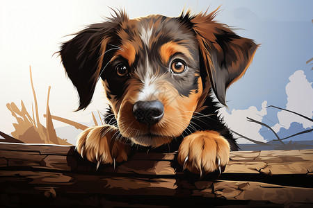 厚涂小狗手绘艺术的宠物小狗插画