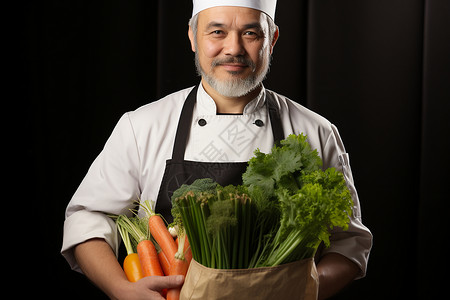 营养蔬菜搭配的厨师图片