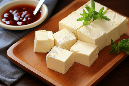 白豆腐和蘸料背景