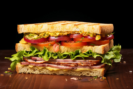 美味精致的芝士三明治高清图片