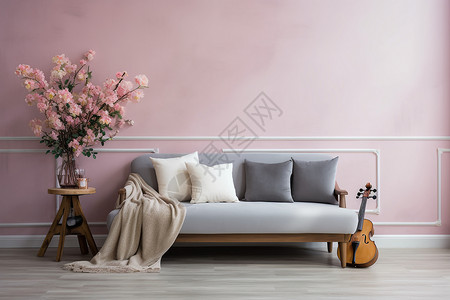现代极简主义的客厅装饰背景图片