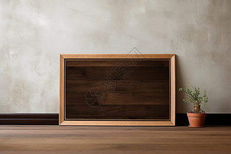 室内简约朴素的木质相框背景图片
