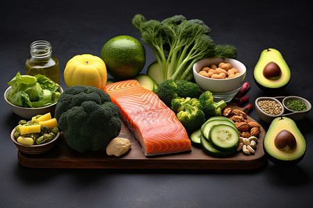蔬菜水低热量的健康食物背景