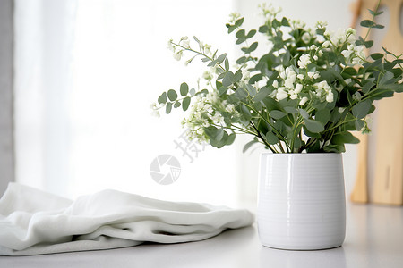 室内简约的绿植装饰花瓶图片