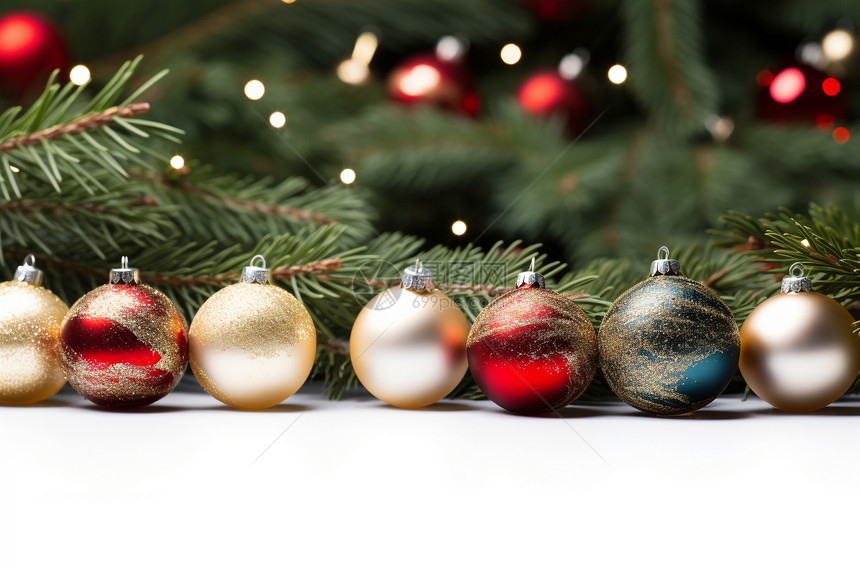 圣诞树的装饰球图片