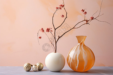 优雅的理石圆形花瓶背景图片