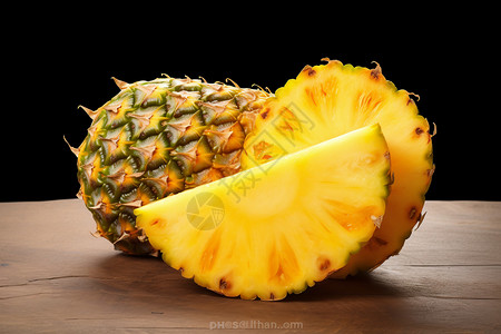 成熟切半的水果菠萝背景图片