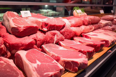 新鲜的肉类牛排肉铺高清图片