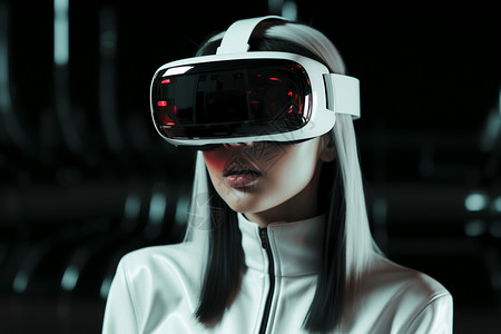 超现实背景未来科技眼镜下的女孩背景