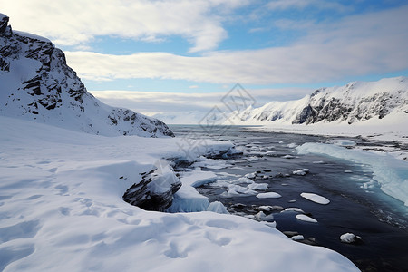 自然覆盖神秘自然景色的冬季北冰洋背景