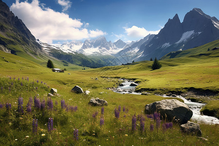 风景优美的阿尔卑斯山脉景观图片