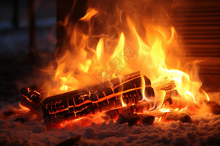 温暖冬日的炉火图片