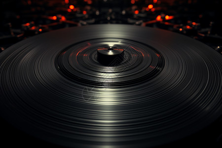 黑胶音乐碟片旋转的黑胶唱片背景