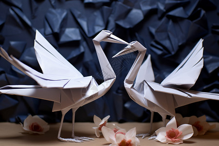 手工艺术的折叠纸鹤图片