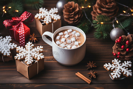 巧克力热饮温馨圣诞节热巧克力背景