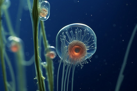 透明的水下生物背景图片