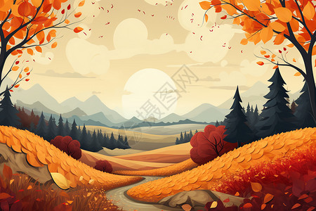 秋季美丽的乡间小路图片