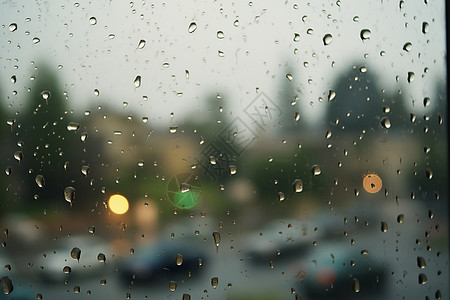 雨水打湿在玻璃窗上高清图片