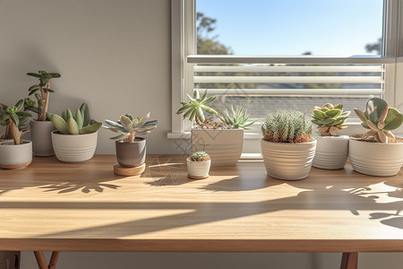 窗前的植物盆栽背景图片