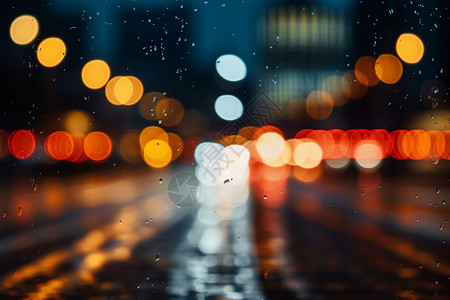 夜晚雨中的城市图片