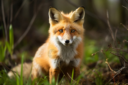 草地上的红狐狸背景