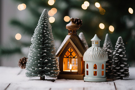 冬日里的欢乐家庭圣诞装饰背景图片