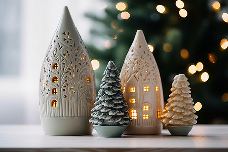 圣诞树和装饰背景图片