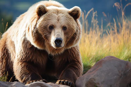 草坡上一只熊高清图片