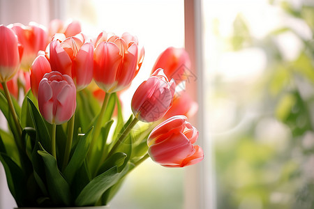 窗台鲜花背景图片