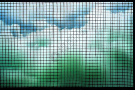 金刚网纱窗纱窗中的云朵背景