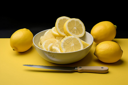 切片的柠檬背景图片
