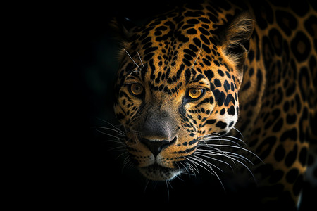 夜晚森林中的豹子背景图片