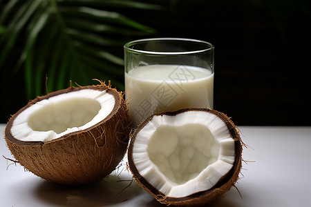 新鲜椰子与牛奶图片