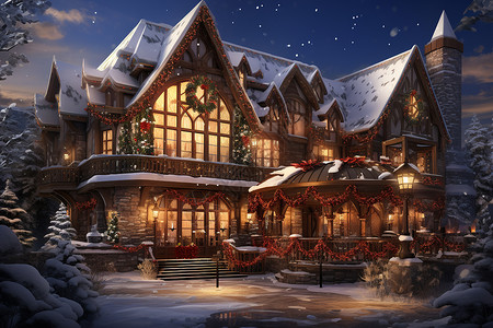 冬季温馨度假屋背景图片