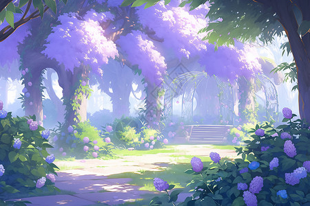 梦幻紫色绣球花图片