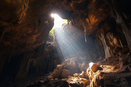 发光石洞穴岩石风景背景