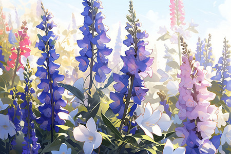 紫色花卉插画背景图片
