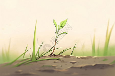 沙质土壤微妙生命生长插画