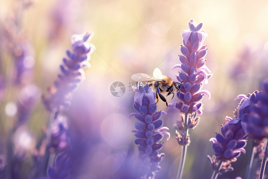 薰衣草与蜜蜂图片